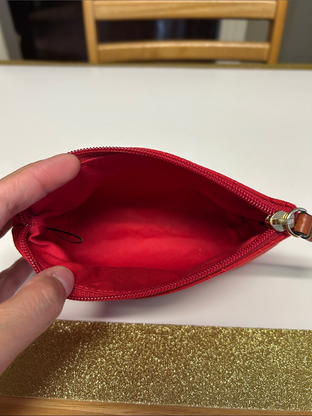 Dooney & Bourke Scarlet Red Signature Logo Canvas Cosmetic Pouch - Picture 4 of 6